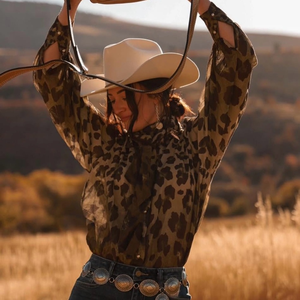 Leopard Print Blouse with western flair from Savannah Sevens